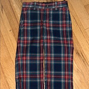 Janie and Jack Red and Blue Plaid Chinos Lined with Blue